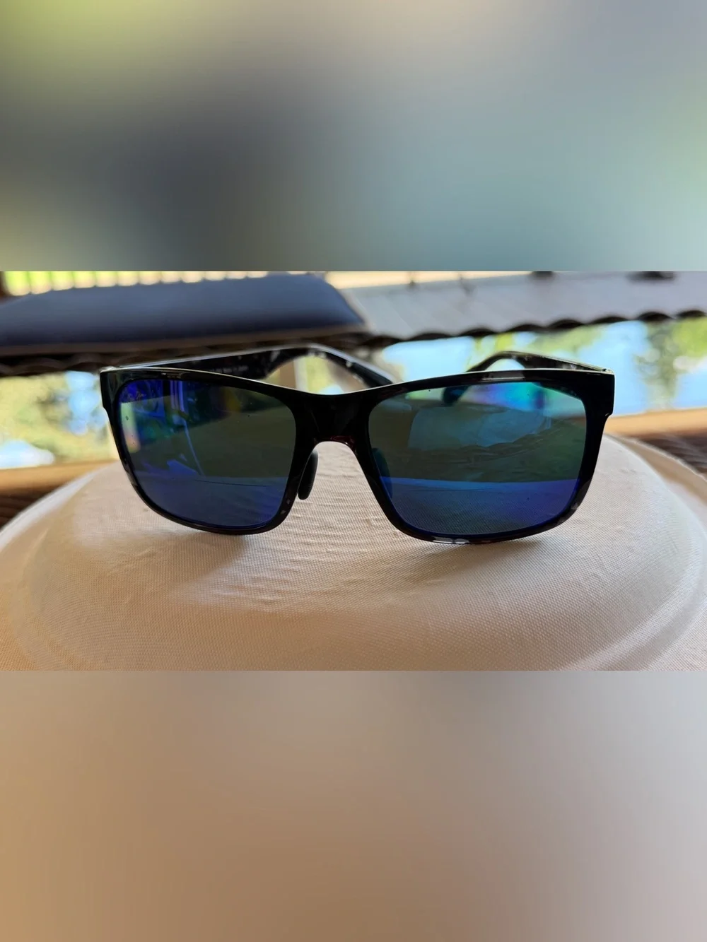Maui Jim Black Frame Sunglasses with Blue Mirrored Lenses